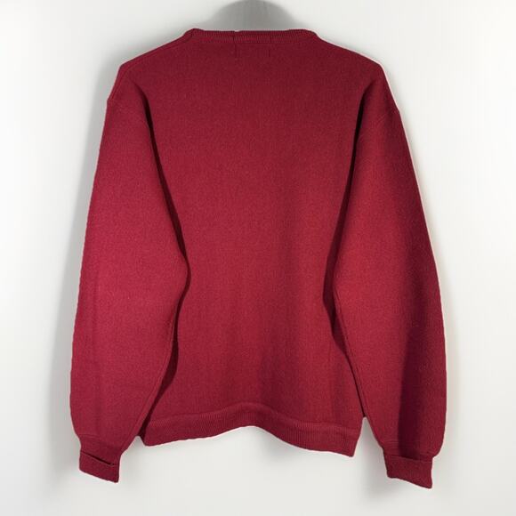 Vintage Izod Lacoste Sweater Mens L Deep Red V Neck Pullover Blue Croc Logo - Picture 2 of 4